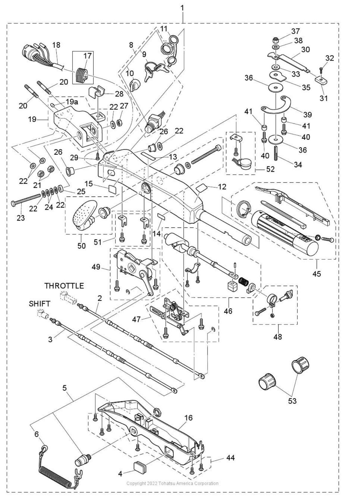 20A TILLER HANDLE MULTI FUNCTION Archives Tohatsu Outboards Parts