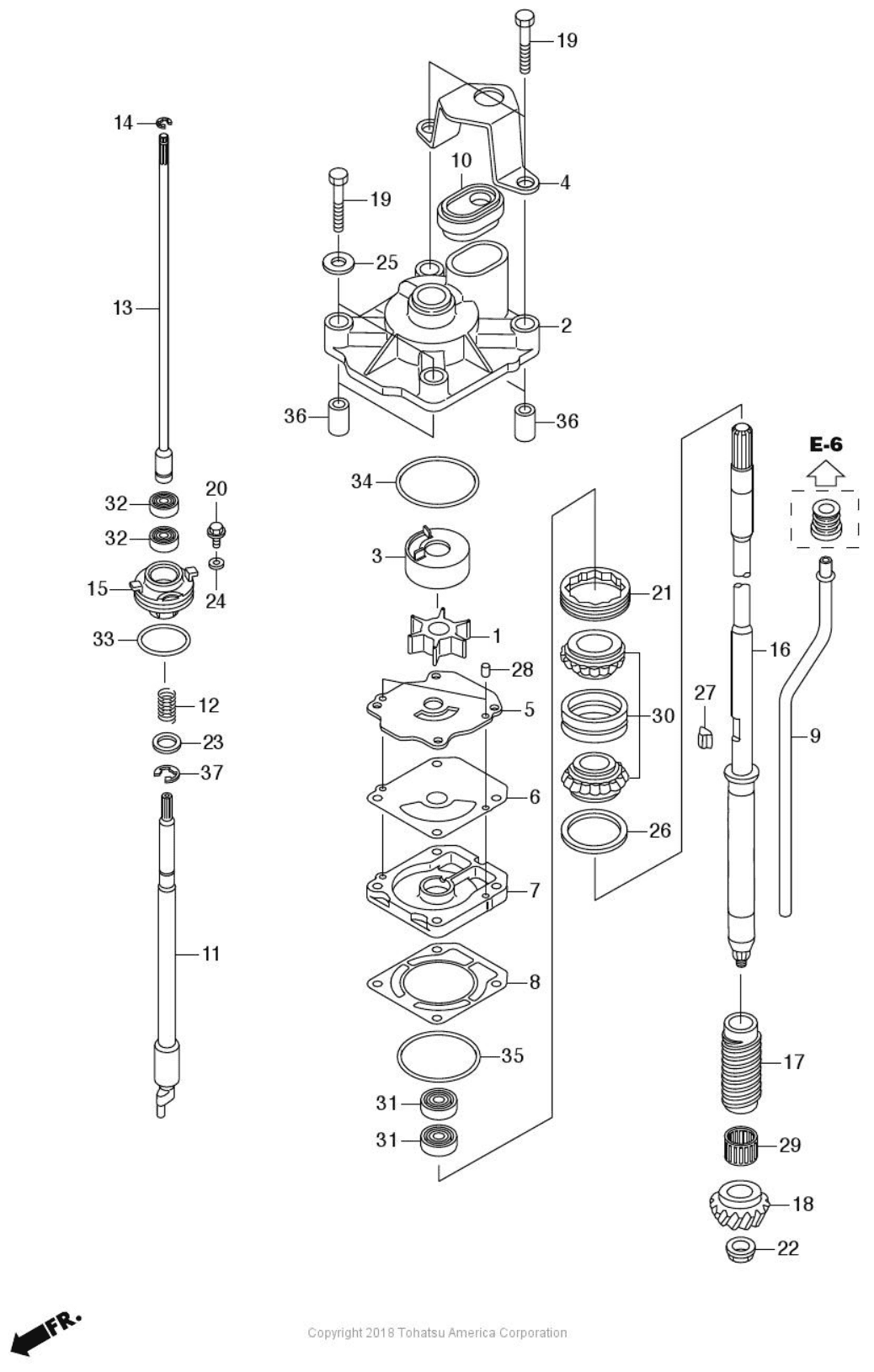 F 4 1 WATER PUMP W60A POWER THRUST MODEL Archives - Tohatsu Outboards Parts